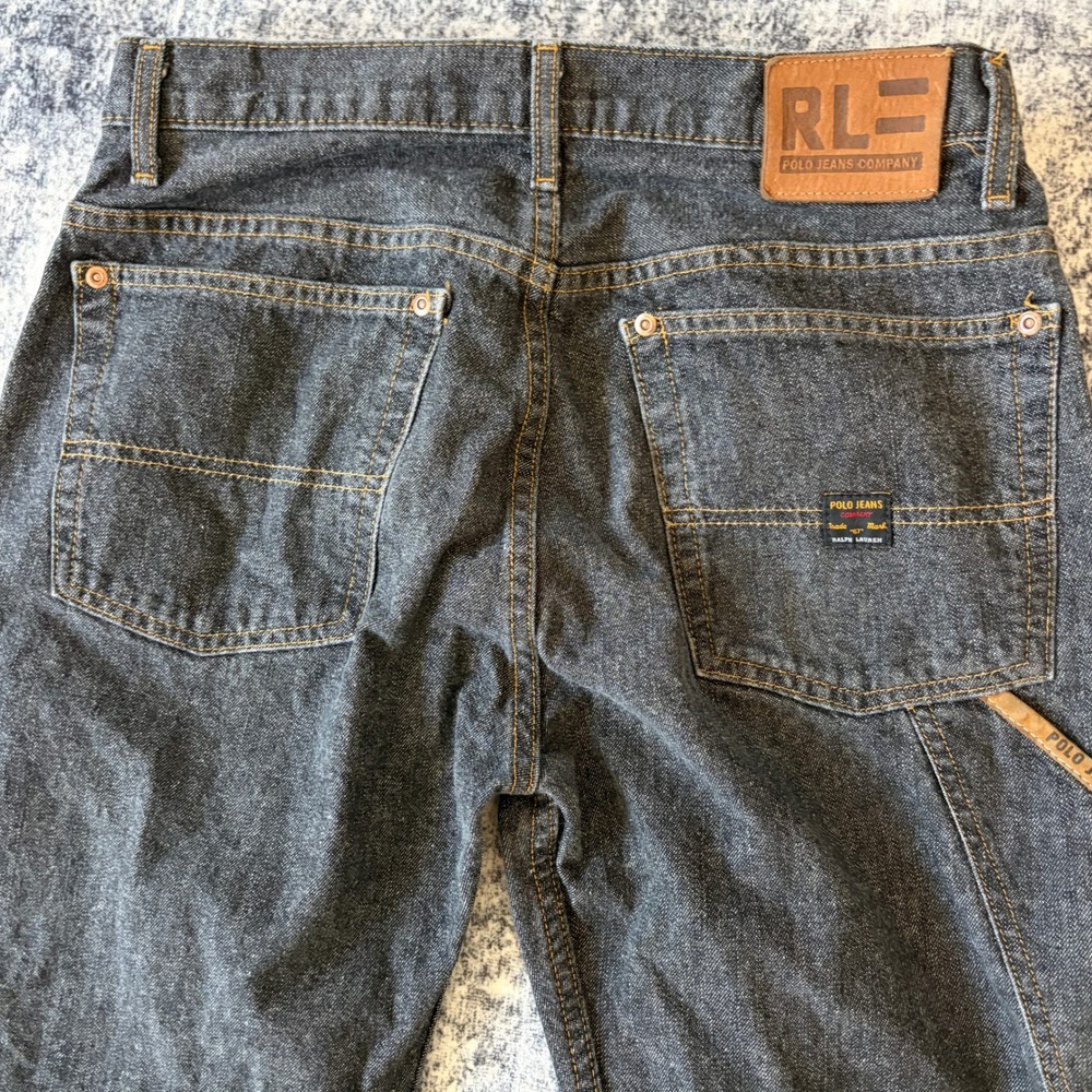 Polo Jeans Ralph Lauren Carpenter Pants Mens 29x30 Dark Wash Blue Denim Utility - Picture 7 of 8